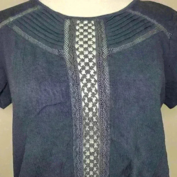 LOFT women's light blue short sleeve blouse with lace front size XS - Picture 3 of 7
